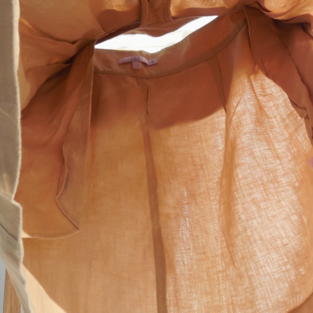 Calypso St. Barth Linen Khaki Wrap Peplum Skirt M - Picture 7 of 7